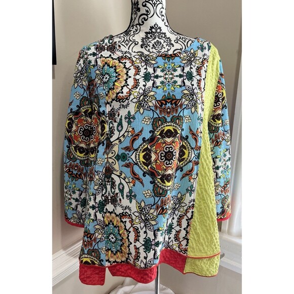 MOONLIGHT Y&S Fashion Design Blouse Womens XL Asymmetrical Art To Wear Lagenlook - Picture 1 of 12